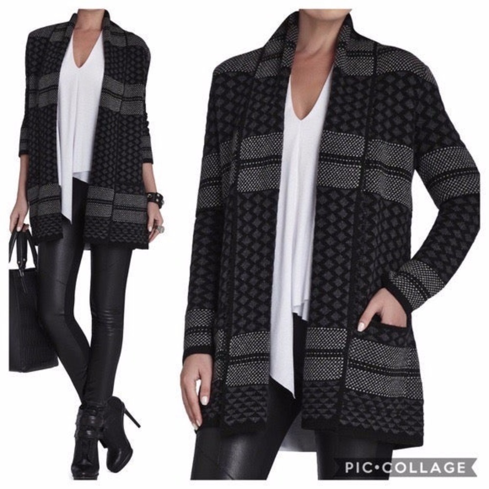 BCBGMaxAzria ~ M/L SHADIA Jacquard Sweater Coat